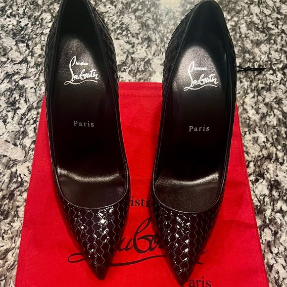 CHRISTIAN LOUBOUTIN Size 36 Kate 100 glossed lizard-effect leather pumps - Picture 6 of 7